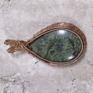 Copper Wire Wrapped Stone Pendant